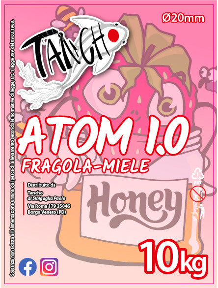 Atom 1.0 Fragola-Miele - Boiles Premium da Pastura per Carpe | Scioglimento Rapido e Grande Attrazione